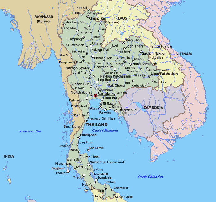 Карта тайланда на русском языке с городами